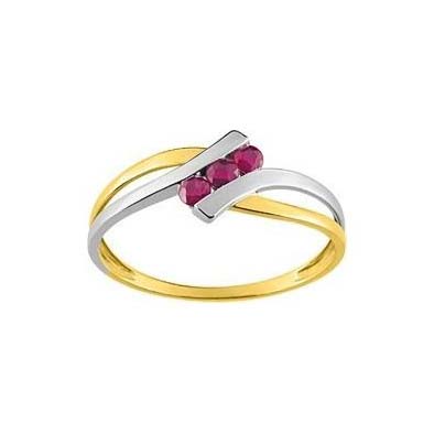 Bague rubis or jaune et blanc 18 carats